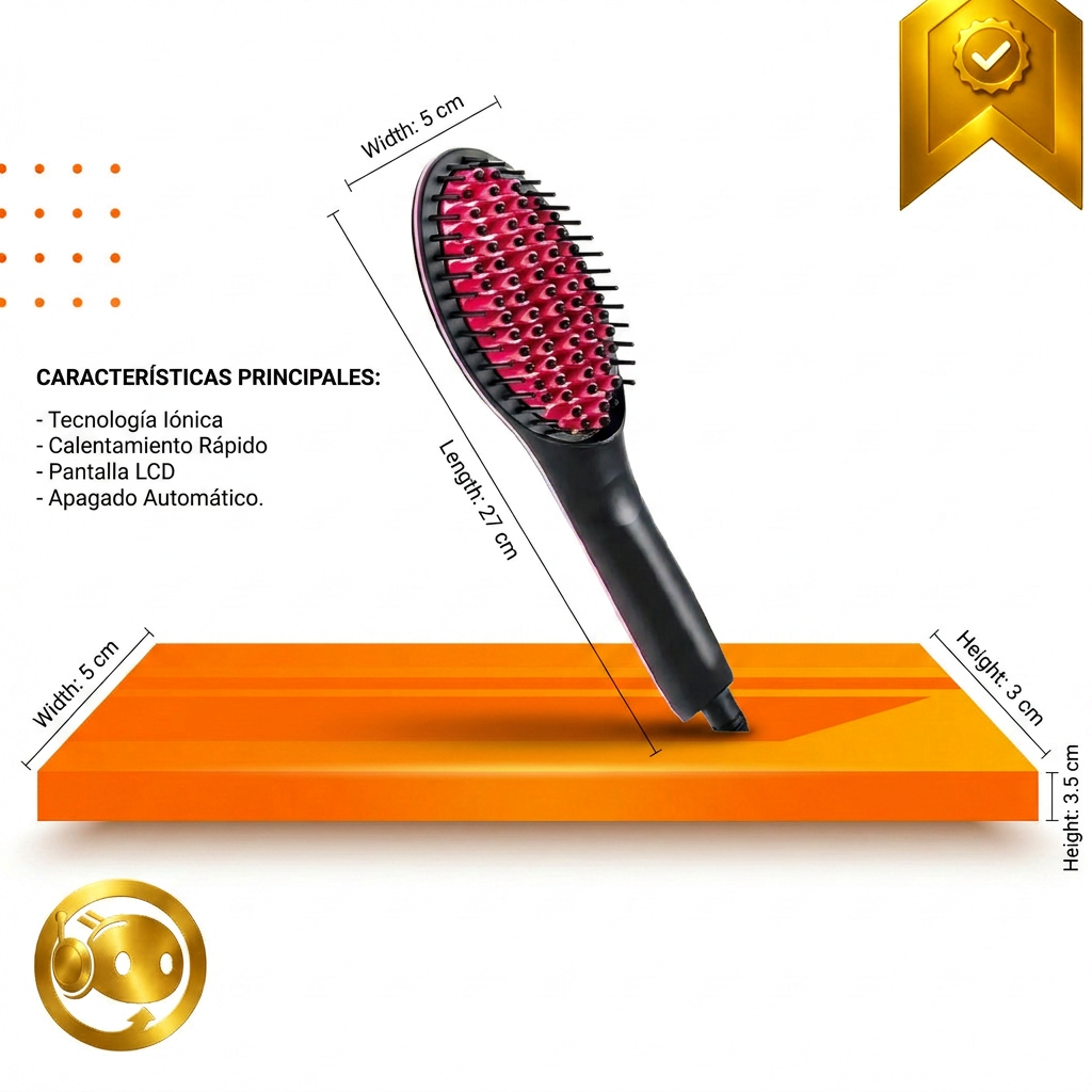 Cepillo Alisador de Cabello Profesional Cerámico Antifrizz Bivoltaje